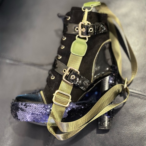 The Kyrie Black Trekker Heeled Boot - Picture 3 of 6